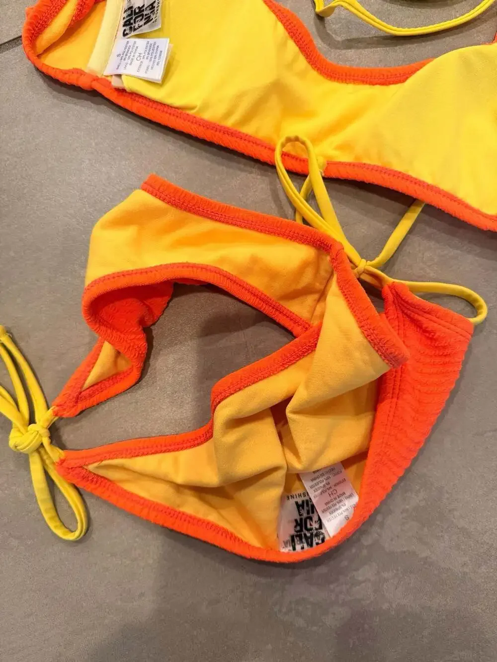 Girls California Sunshine Orange Textured Bikini Set